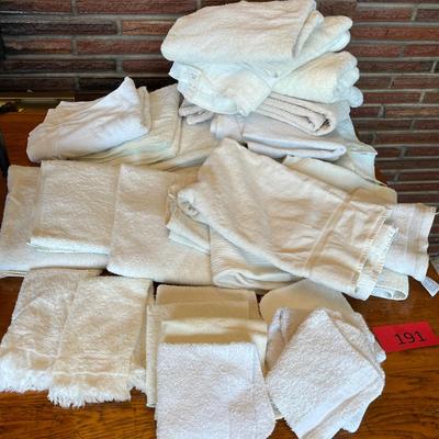 Large lot of white towels