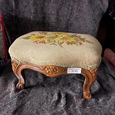 Foot Stool with Embroidered Flower Pattern