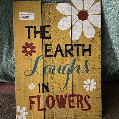 12" X 17" Wall Plaque - The Earth Laughs in Flowers