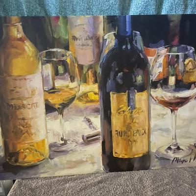 24" X 36" Wine Bottles and Glasses Artwork