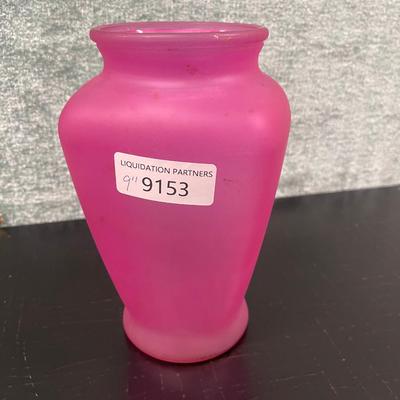 9" Frosted Glass Pink Vase