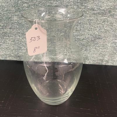 8" Clear Glass Vase