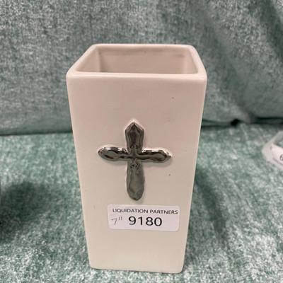 "7 Ceramic Vase with Cross Design