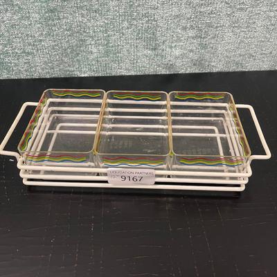 12" Serving Tray with 3 clear plastic containers