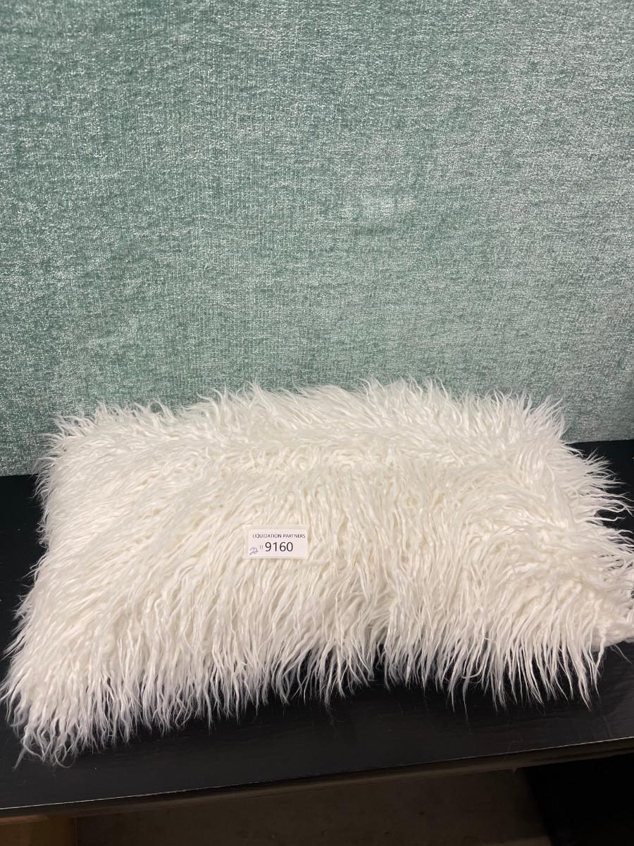 22" White Furry Pillow