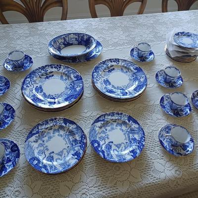 42 pc royal blue china set