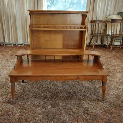 ETHAN ALLEN MAPLE COFFEE TABLE AND BOOKCASE