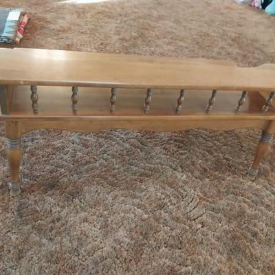ETHAN ALLEN MAPLE COFFEE TABLE AND BOOKCASE
