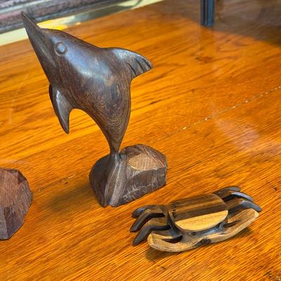 4 small ironwood & wood figures