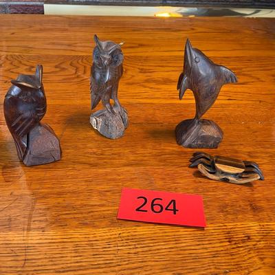 4 small ironwood & wood figures