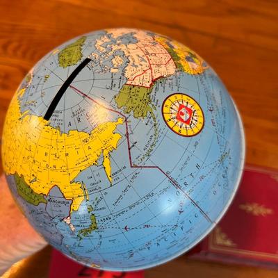 Vintage globe bank and note pad
