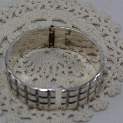 Heavy 925 Sterling Spring-Closure Cuff Bracelet 63.4g