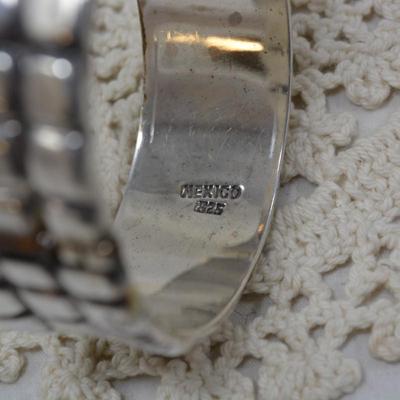 Heavy 925 Sterling Spring-Closure Cuff Bracelet 63.4g