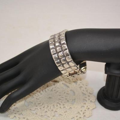 Heavy 925 Sterling Spring-Closure Cuff Bracelet 63.4g