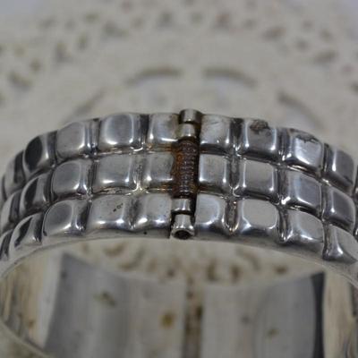 Heavy 925 Sterling Spring-Closure Cuff Bracelet 63.4g