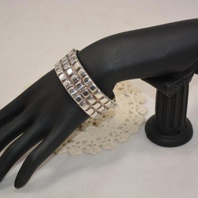 Heavy 925 Sterling Spring-Closure Cuff Bracelet 63.4g