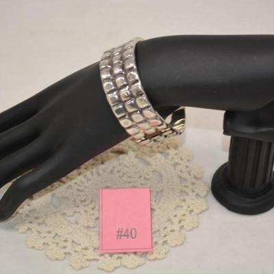 Heavy 925 Sterling Spring-Closure Cuff Bracelet 63.4g