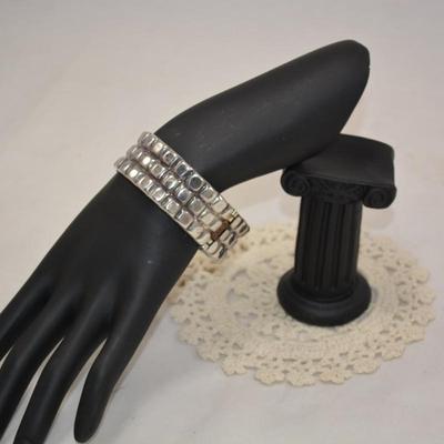 Heavy 925 Sterling Spring-Closure Cuff Bracelet 63.4g