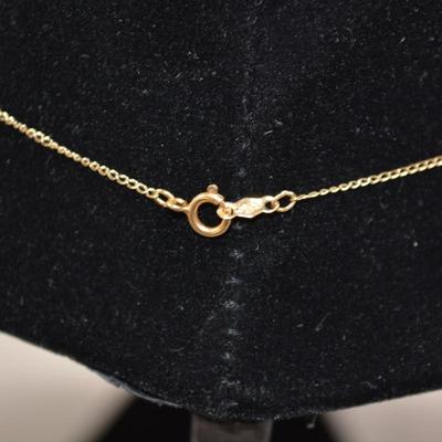 Delicate 14k Chain with 14k Heart & Diamond Chip Pendant 16â€ 0.7g