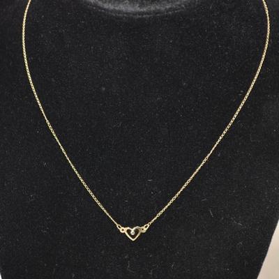 Delicate 14k Chain with 14k Heart & Diamond Chip Pendant 16â€ 0.7g