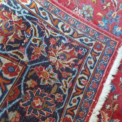 Red and Blue Damask Wool Rug (K-BBL)