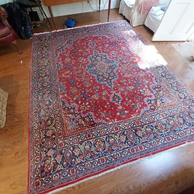 Red and Blue Damask Wool Rug (K-BBL)