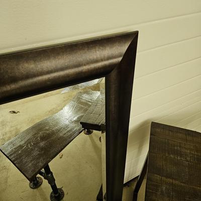 Dark Frame Mirror, Sofa Side Table & Rustic Coffee Table.  (G-JS)