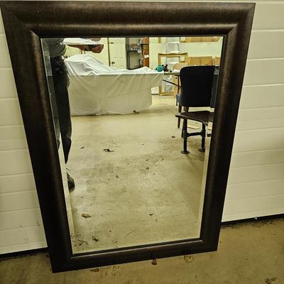 Dark Frame Mirror, Sofa Side Table & Rustic Coffee Table.  (G-JS)