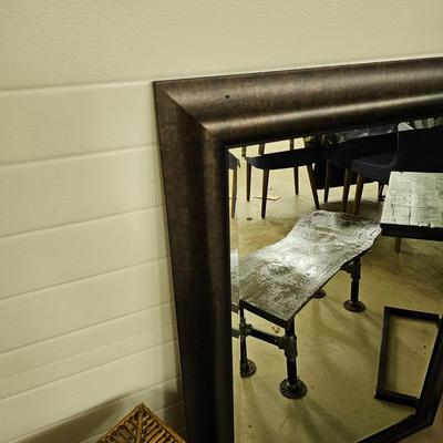 Dark Frame Mirror, Sofa Side Table & Rustic Coffee Table.  (G-JS)