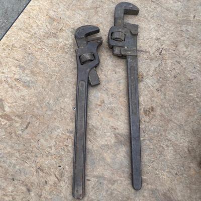 2 very large pipe wrenches
