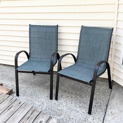 HAMPTON BAY ~ Pair (2) Blue Patio Chairs