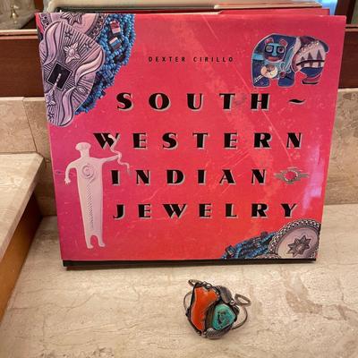 Native American Turquoise and Coral Silver Bracelet & Book (PC2-SS)