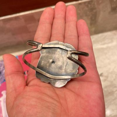 Native American Turquoise and Coral Silver Bracelet & Book (PC2-SS)