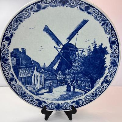 Wall display Large Delft plate antique windmill