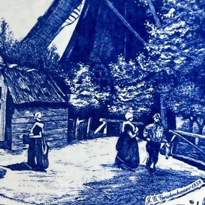 Wall display Large Delft plate antique windmill