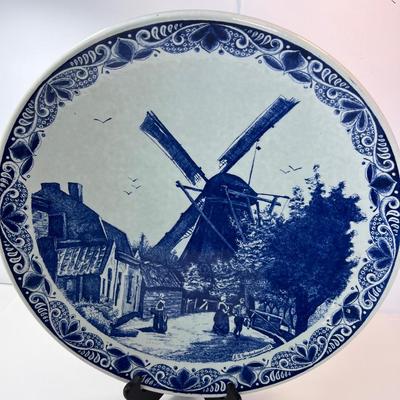 Wall display Large Delft plate antique windmill