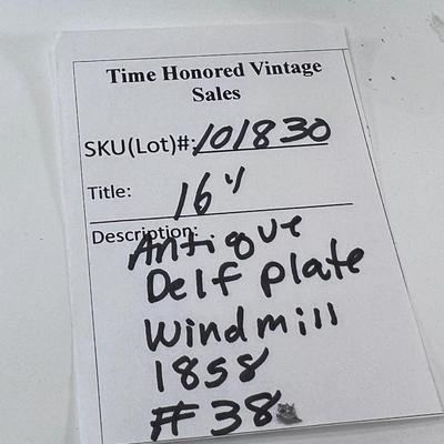 Wall display Large Delft plate antique windmill