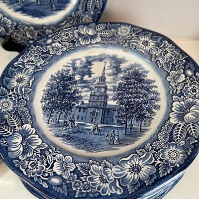 Blue and white plate collection