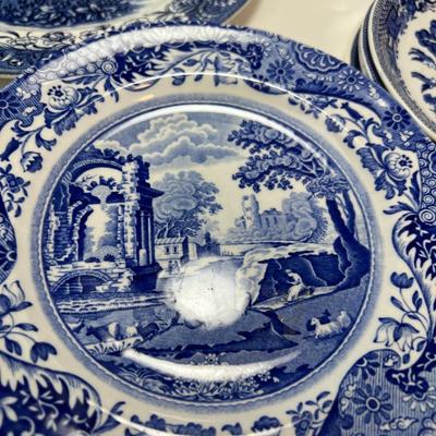 Blue and white plate collection