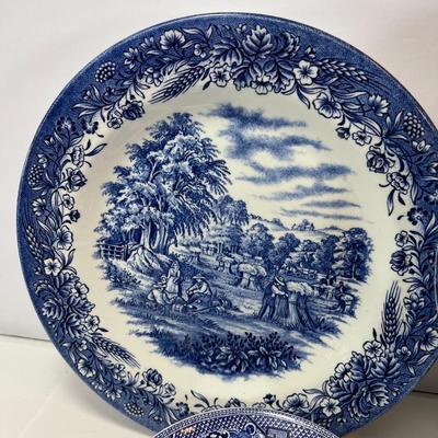 Blue and white plate collection