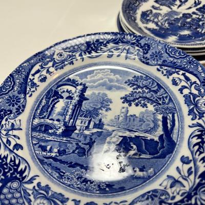 Blue and white plate collection