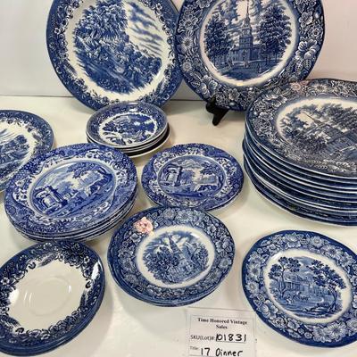 Blue and white plate collection