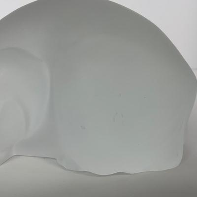 -2- LALIQUE | France Frosted Heavy Crouching Cat | Signed