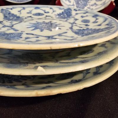 Vintage Chinese Plates & Wooden Stands  (DR-JS)