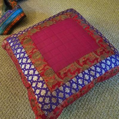 3 Silk Pillows & One Blanket From India  (BR1-JS)