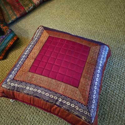 3 Silk Pillows & One Blanket From India  (BR1-JS)