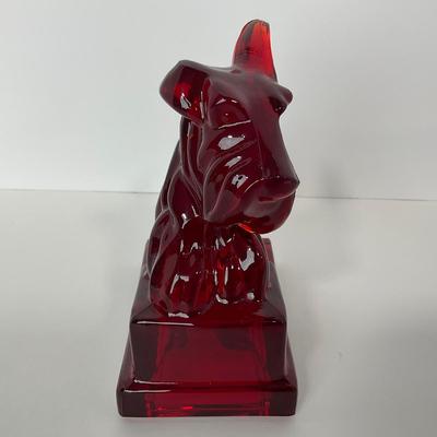 -5- MOSSER | Marked Ruby Red Scotty Dog | Bookend