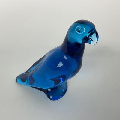 -9- BACCARAT | Blue Marked & Signed Parrot