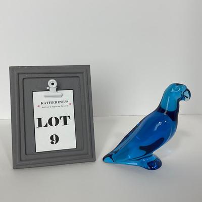 -9- BACCARAT | Blue Marked & Signed Parrot