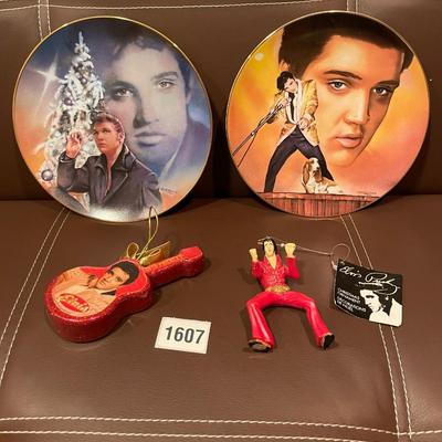 Elvis plates and Christmas ornaments